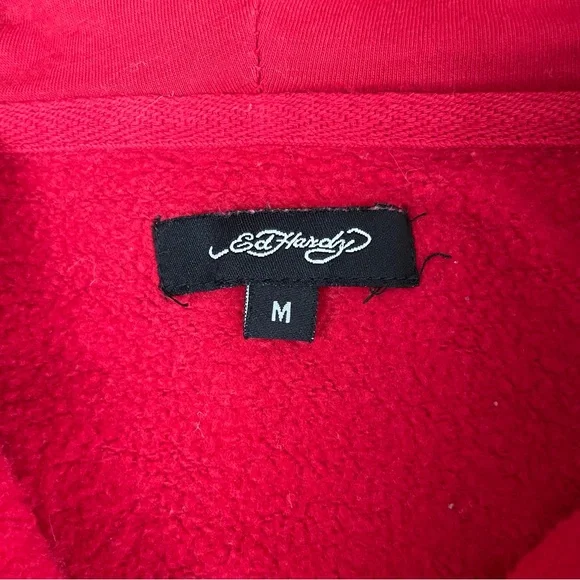 Ed Hardy Red Dragon Tattoo Graphic Zip Up Hoodie Y2K Medium - Picture 9 of 12
